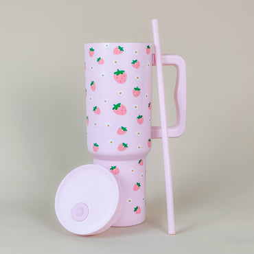 Pink Strawberry Daisy Tumbler