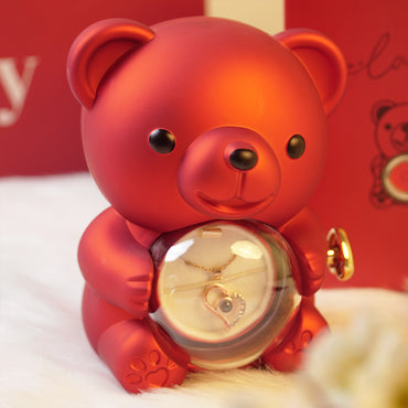 Forever Rose Teddy Bear with Glass Rose Gift Box