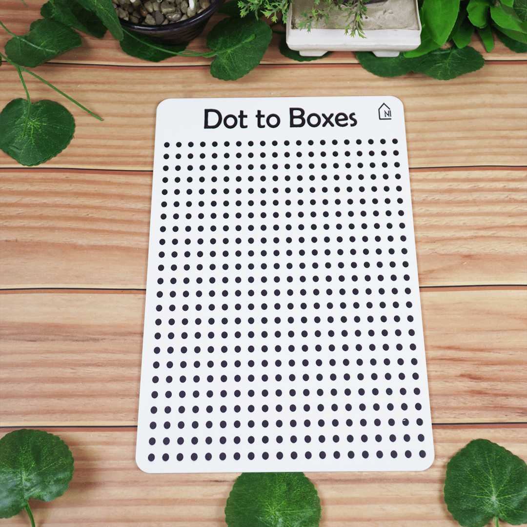 Dot to Boxes Reusable Learning Board for Kids with Pen Box & Cleaning Cloth - Memories Insite