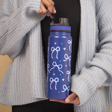Bow Bliss Stainless Steel Water Bottle – Cute Aesthetic Design - 800 ML