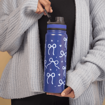 Bow Bliss Stainless Steel Water Bottle – Cute Aesthetic Design - 800 ML - Memories Insite800ML BOW BLISS BOTTLE