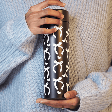 White Bow Design Stainless Steel Water Bottle - Memories InsiteWHITE BOW DESIGN STAINLESS BOTTLE
