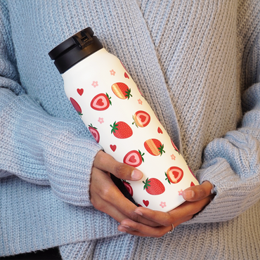Strawberry Design Stainless Steel Water Bottle