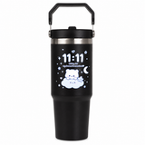 11:11 Printed Tumbler with Handle & Straw | Reusable Travel Cup | Cute Everyday Drinkware