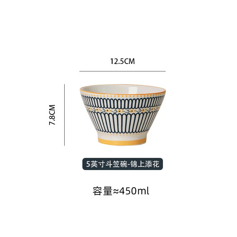 Golden Rim Harmony Bowls – Set of 6 | Elegant Ceramic Serving Bowls