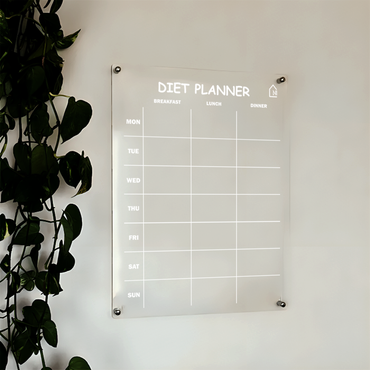 Weekly Acrylic Diet Planner Board – Reusable Meal Organizer for Healthy Living