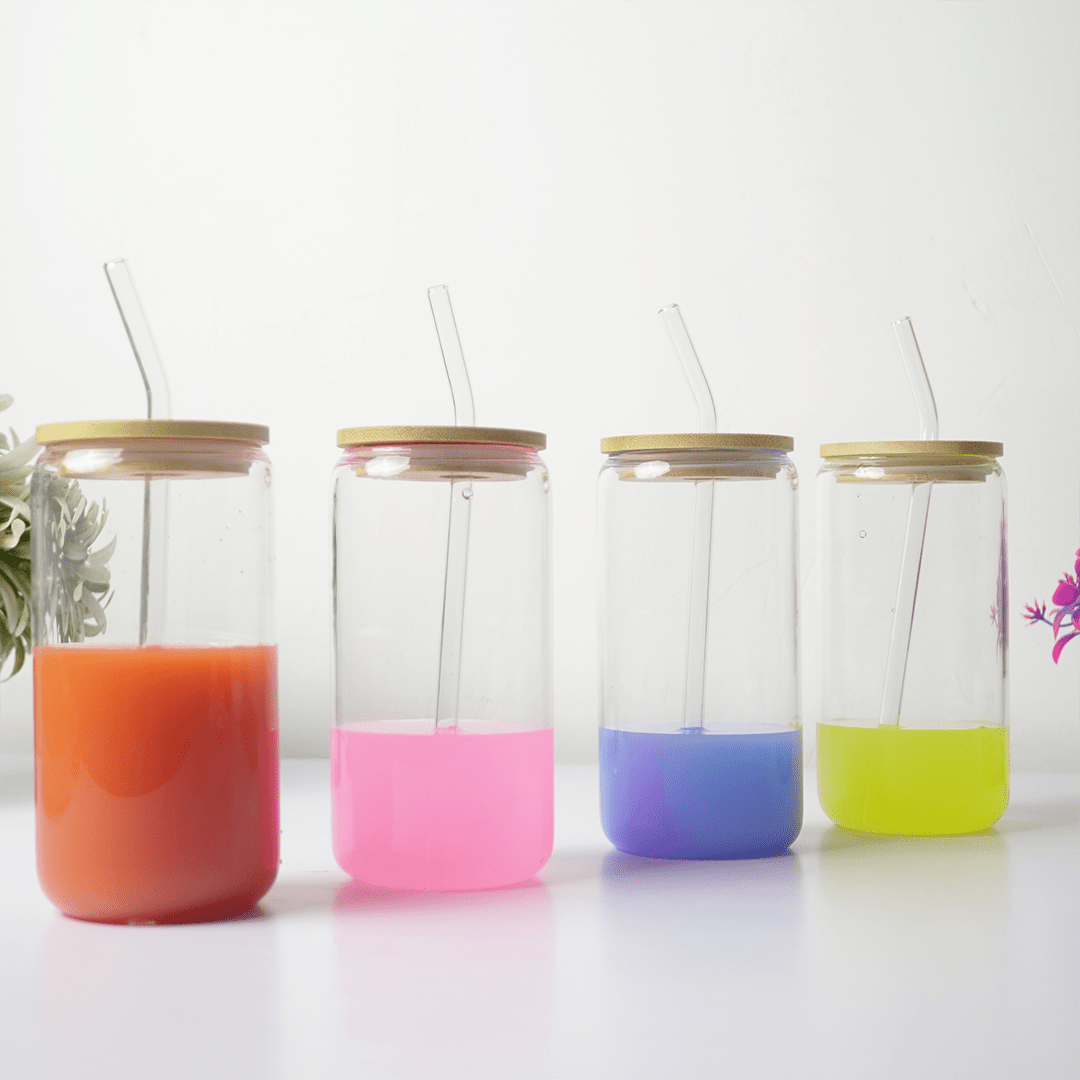 Clear Glass Tumbler with Bamboo Lid & Reusable Glass Straw - Memories Insite