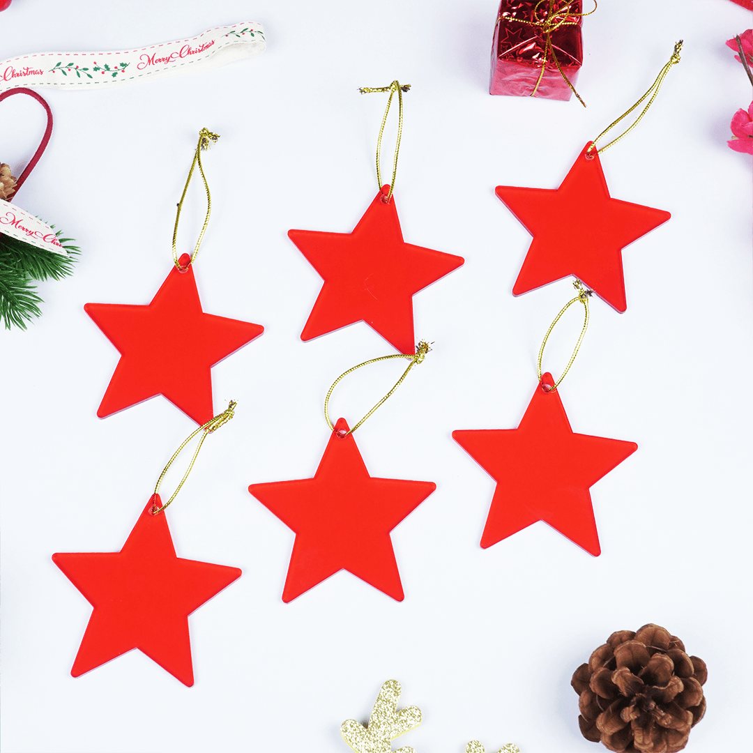 Red Star designed Christmas Decoration Ornaments- Set of 2 - Memories InsiteSet of 2