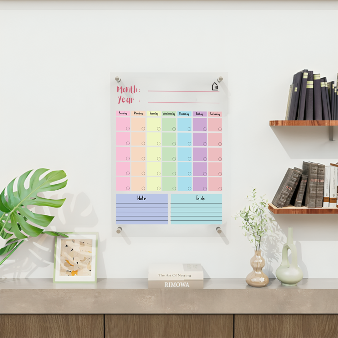 Acrylic Monthly Wall Planner – Reusable Calendar Board with Notes & To-Do Section