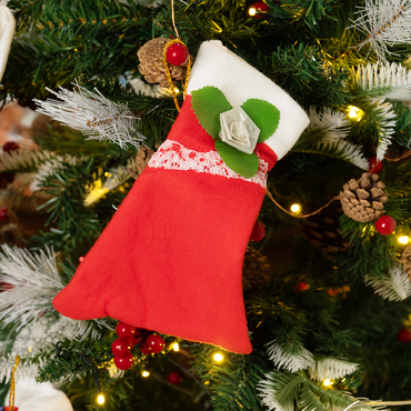 Set-4 Decorative Hanging Socks with Floral Design