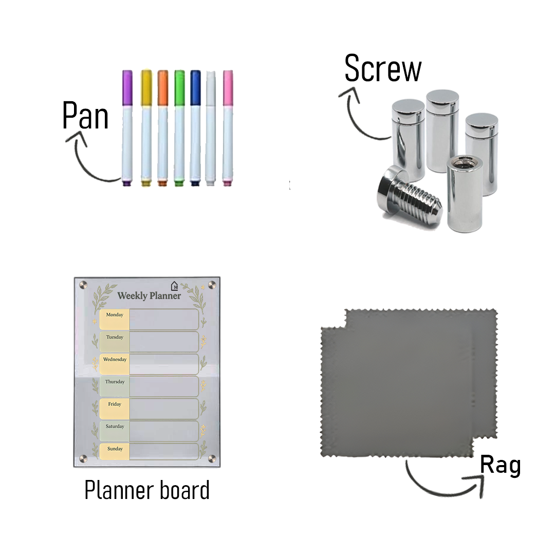 Minimal Botanical Weekly Acrylic Wall Planner – Elegant & Functional Organizer