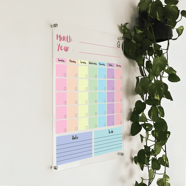 Acrylic Monthly Wall Planner – Reusable Calendar Board with Notes & To-Do Section - Memories InsiteMONTHLY ACRYLIC WALL PLANNER II