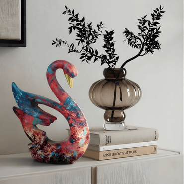 UrbanArt™ Swan Showpiece –Abstract Multicolor Resin Sculpture - Memories InsiteURBAN ART SWAN SCULPTURE - (MULTICOLOR)