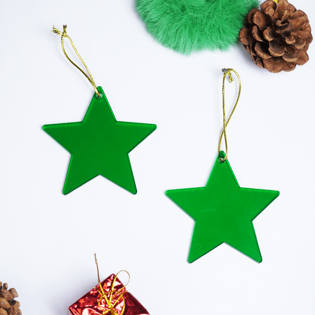 Green Star designed Christmas Decoration Ornaments- Set of 2 - Memories InsiteSet of 2