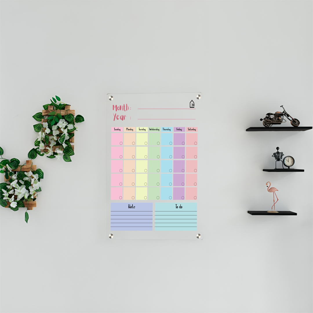Acrylic Monthly Wall Planner – Reusable Calendar Board with Notes & To-Do Section