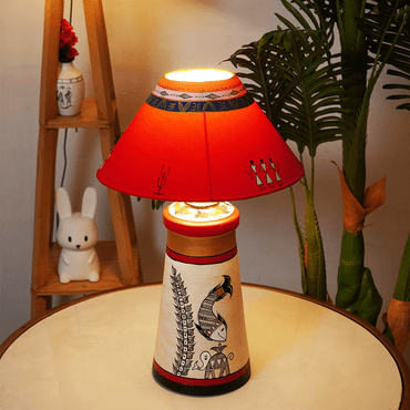 Rangriti Tribal Glow Table Lamp – Red & Gold Ethnic Shade - Memories InsiteRANGRITI TRIBAL GLOW LAMP -RED & Gold