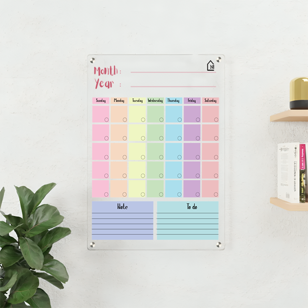Acrylic Monthly Wall Planner – Reusable Calendar Board with Notes & To-Do Section