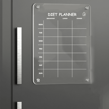 Weekly Diet Acrylic Planner| Magnetic Fridge Board with Marker Set - Memories InsiteWEEKLY DIET FRIDGE PLANNER 1