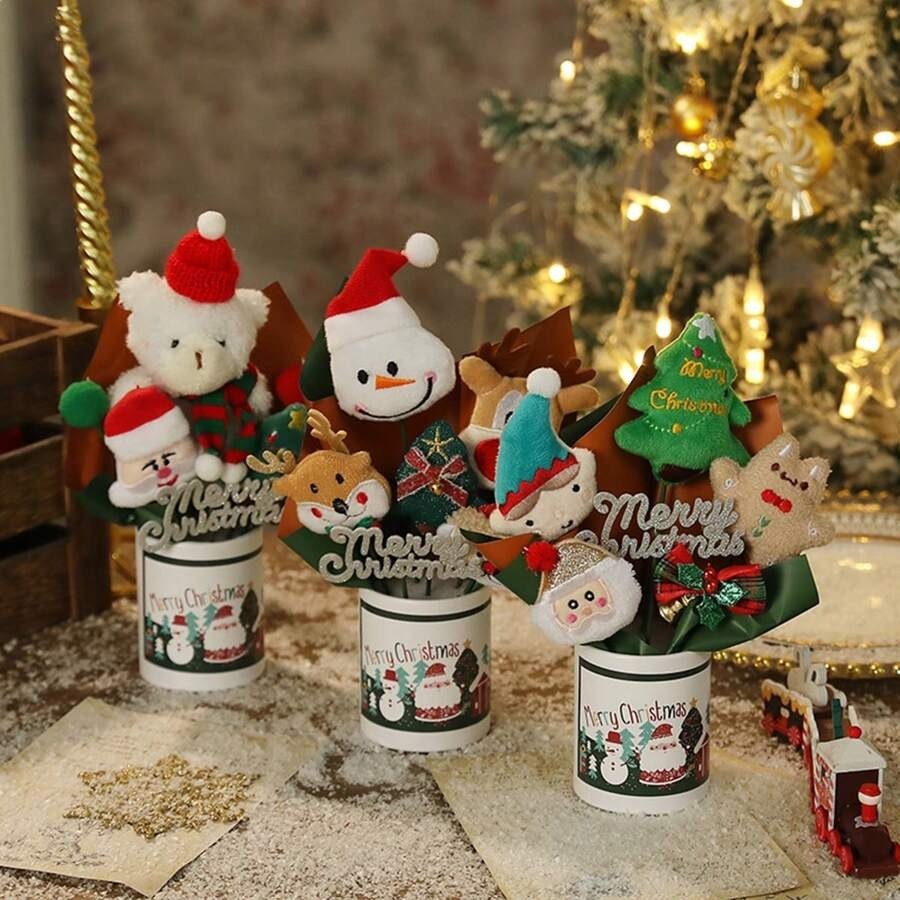 Pack of 2 Festive Christmas Bear & Ornament Bouquet - Memories InsiteCHRISTMAS PAPER TEDDY GIFT Bouquet-1
