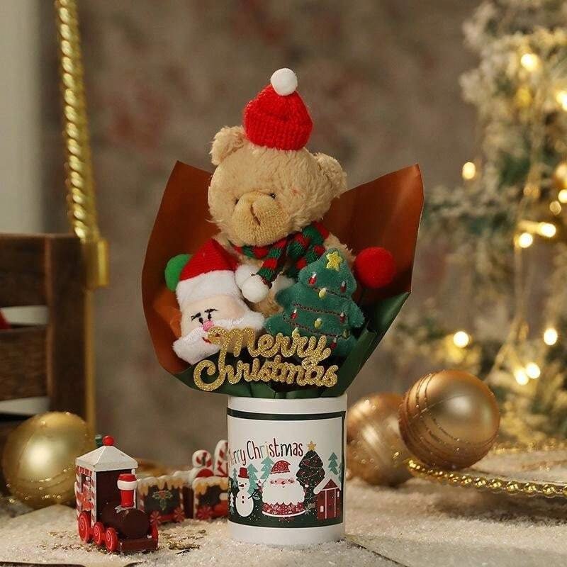 Pack of 2 Festive Christmas Bear & Ornament Bouquet - Memories InsiteCHRISTMAS PAPER TEDDY GIFT Bouquet-1
