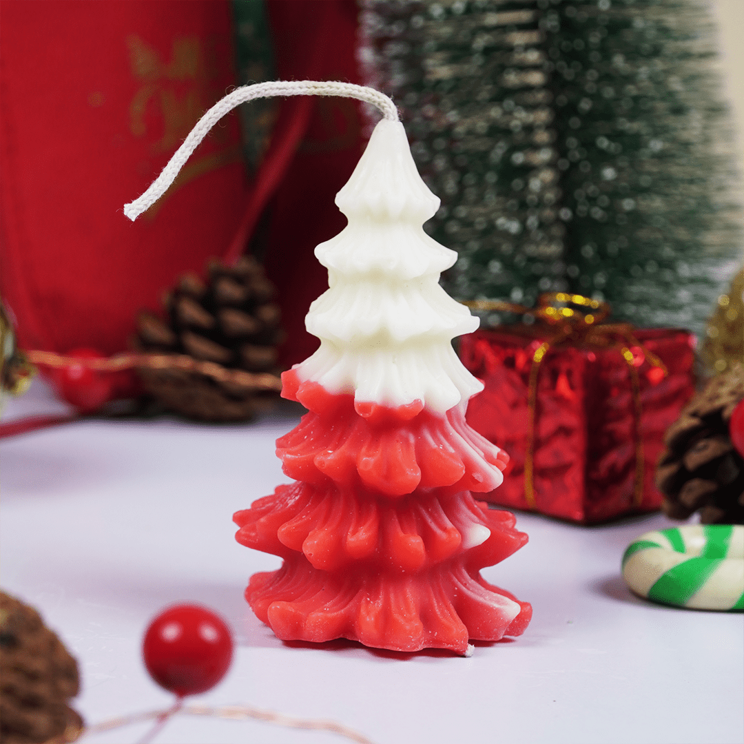 Set of 2 Festive Christmas Tree Sceneted Candles - Memories InsiteCHRISTMAS TREE SHAPE CANDLE- PACK OF 2