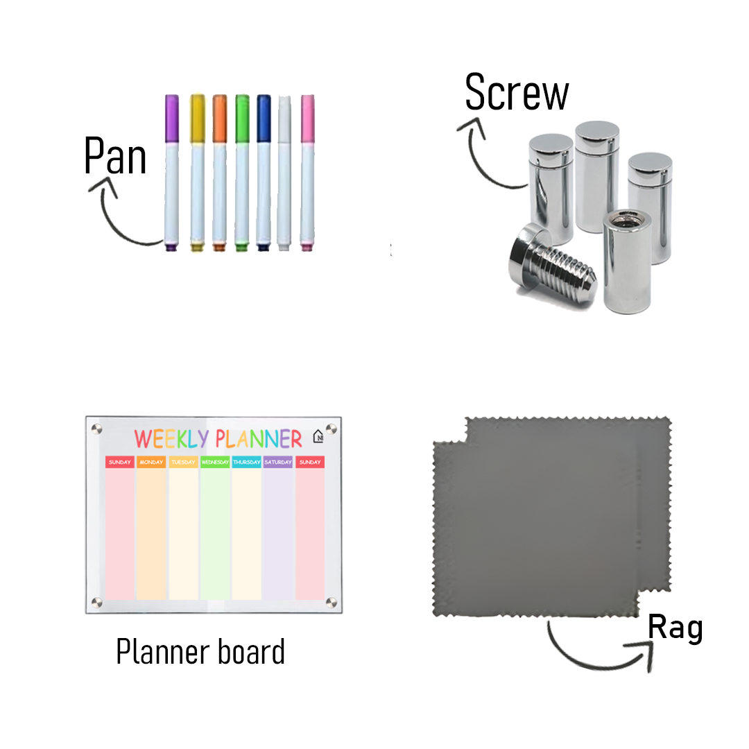 Acrylic Weekly Wall Planner – Reusable Dry Erase Rainbow Schedule Board | Sunday Start | Color-Coded Weekly Organizer for Home, Office & Study