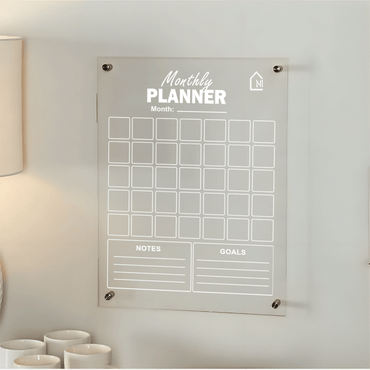 Premium Acrylic Monthly Planner Board with Notes & Goals Section – Reusable Wall Calendar - Memories InsiteMONTHLY WALLGOAL PLANNER II