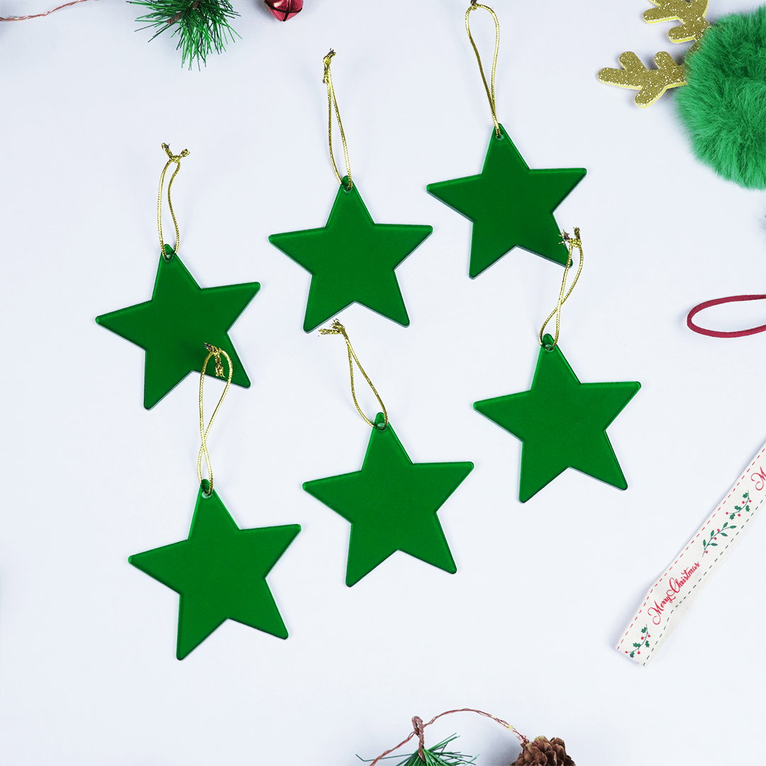 Green Star designed Christmas Decoration Ornaments- Set of 2 - Memories InsiteSet of 2