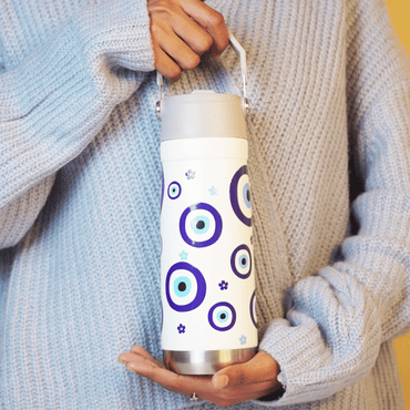 Blue Evil Eye Stainless Steel Water Bottle - 650 ML - Memories InsiteBLUE EVIL EYES BOTTLE