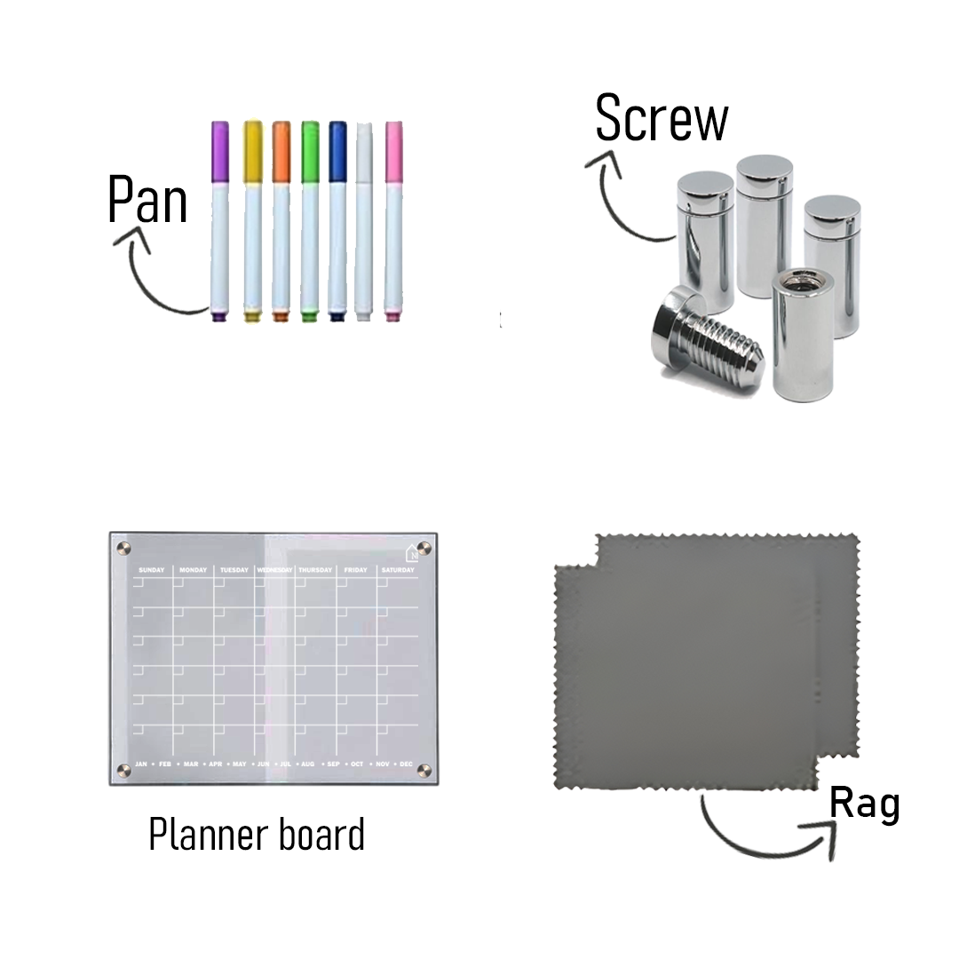 Acrylic Perpetual Wall Calendar – Reusable Dry Erase Monthly Planner Board with Monthly Tabs | Modern Home & Office Wall Organizer