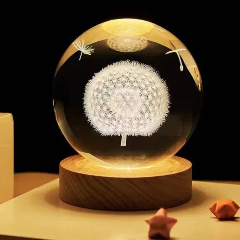 3D Crystal Ball Nightlight Decolamp Solar System Model Decor Science Astronomy Universe Cool Desk Present Space Gifts Decor, - Memories Insite