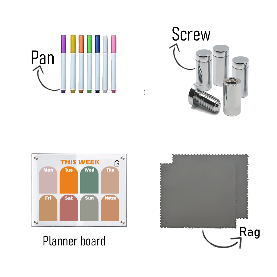 Modern Acrylic Weekly Wall Planner – Reusable Dry Erase Organizer Board with Notes Section | Home, Office & Study Wall Décor