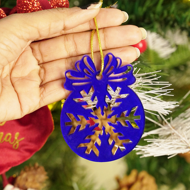 Blue Snowflake Christmas Hanging Ornament - Memories Insite