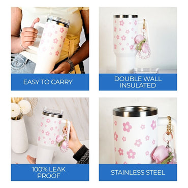 Pink Daisy Stainless Steel Tumbler