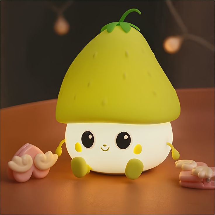 Cute Silicone LED Night Light Lamps USB Rechargeable Mood Lamp - Memories InsiteSL-STRAWBERRY-GREEN