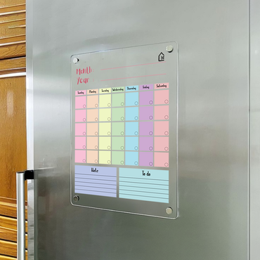 Magnetic Acrylic Monthly Planner Board – Smart, Colorful & Reusable Fridge Organizer