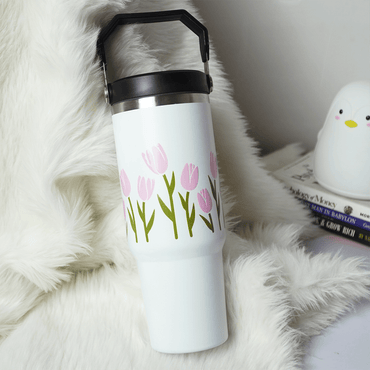 Tulip Floral Tumbler - Memories InsiteTULIP OASIS TUMBLER - WHITE