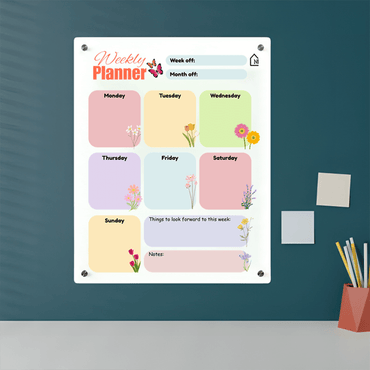 Weekly Acrylic Milky Wall Planner – Minimal & Functional Organizer - Memories InsiteFLOWRAL MILKY WEEKLY PLANNER II