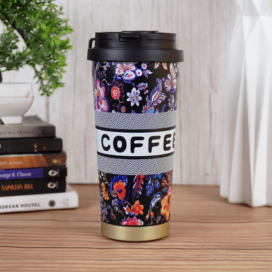 Floral Print Coffee Travel Tumbler - Memories Insite