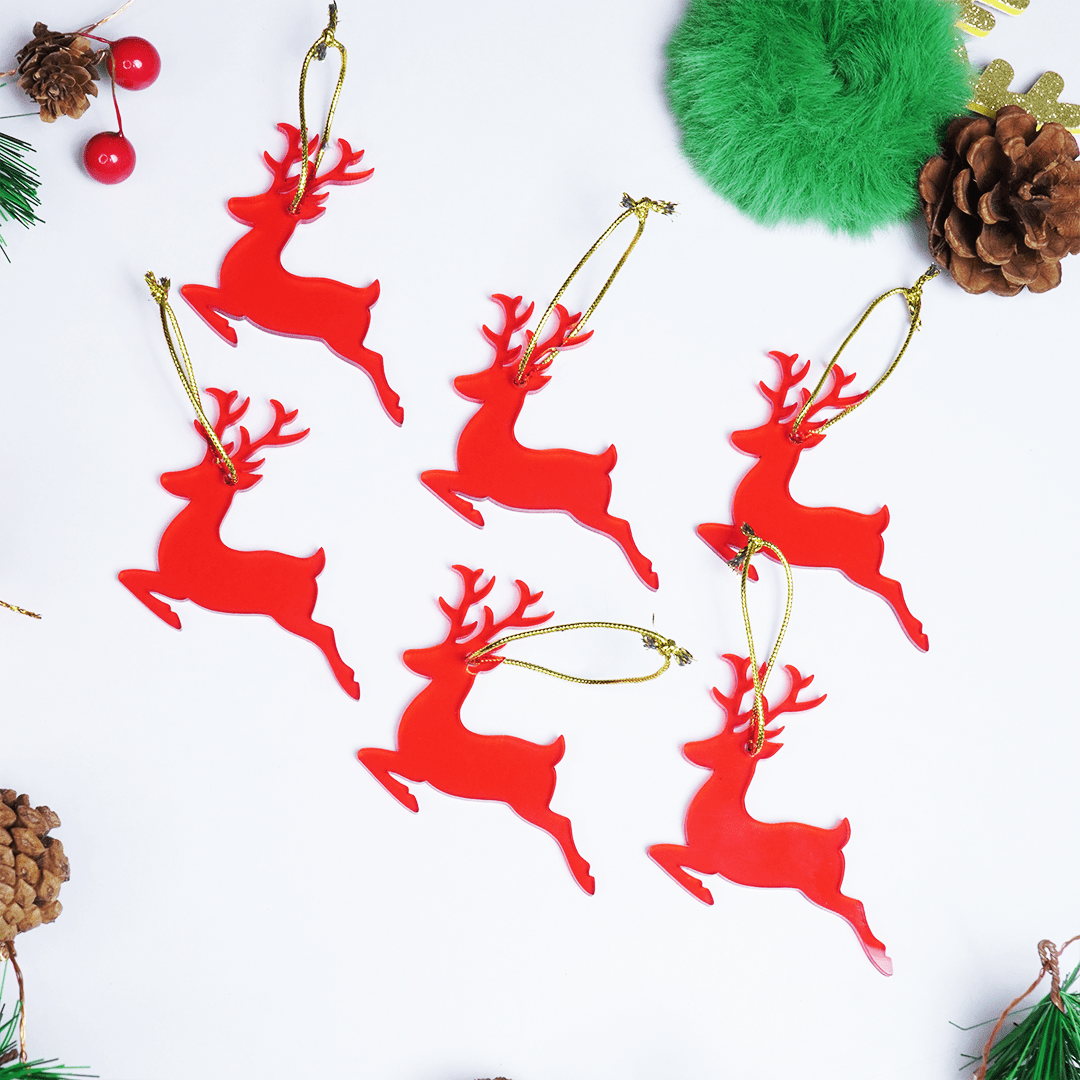 Red Deer designed Christmas Decoration Ornaments- Set of 2 - Memories InsiteSet of 2