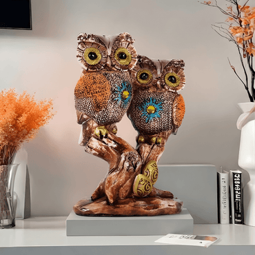 OwlBond™ Resin Decor Showpiece – Couple Owl Figurine on Tree - Memories InsiteCOUPLE OWL SCULPTURE- ( GOLDEN )