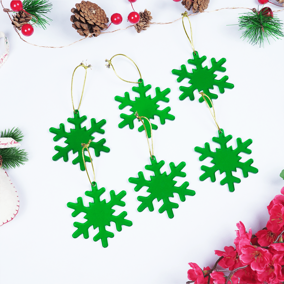 Green Snowflake Christmas Ornaments – Set of 2 - Memories InsiteSet of 2