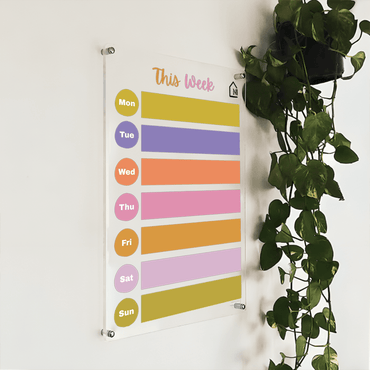 Colorful Acrylic Weekly Planner Board – Reusable Wall Organizer for Home, Office & Study - Memories InsiteWEEKLY COLORFULL PLANNER II