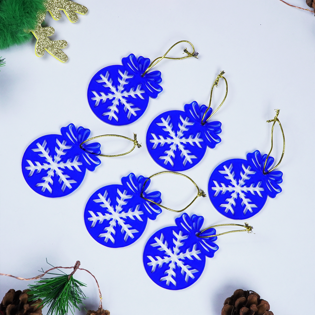 Blue Snowflake Christmas Hanging Ornament