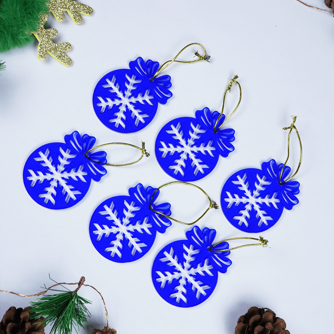 Blue Snowflake Christmas Hanging Ornament - Memories Insite