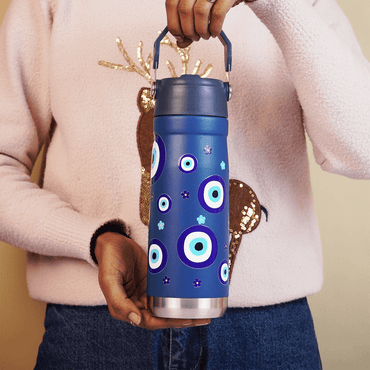 Evil Eye Print Stainless Steel Water Bottle - 650 ML - Memories Insite650ML EVIL EYES PRINT STAINLESS BOTTLE BLUE