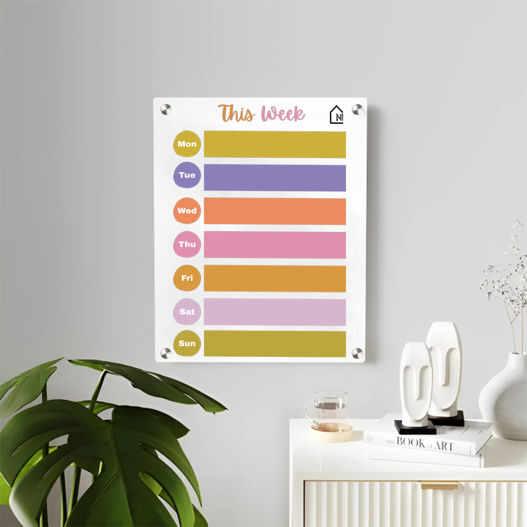 Colorful Acrylic Milky Weekly Planner Board – Reusable Wall Organizer for Home, Office & Study