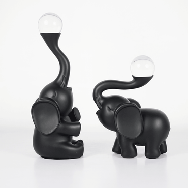 EleGlow™ Elephant Decor Showpiece – Modern Resin Art Sculpture with Light Accent set - Memories InsiteELEPHANT SCULPTURE SET ( BLACK)