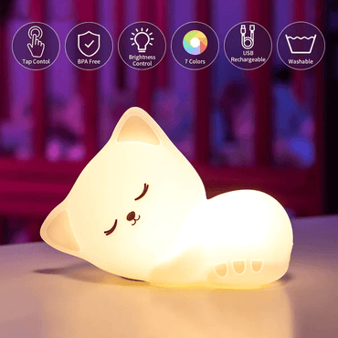 Soft Silicone Cat Seven Colors LED Night Light - Memories InsiteSleeping cat