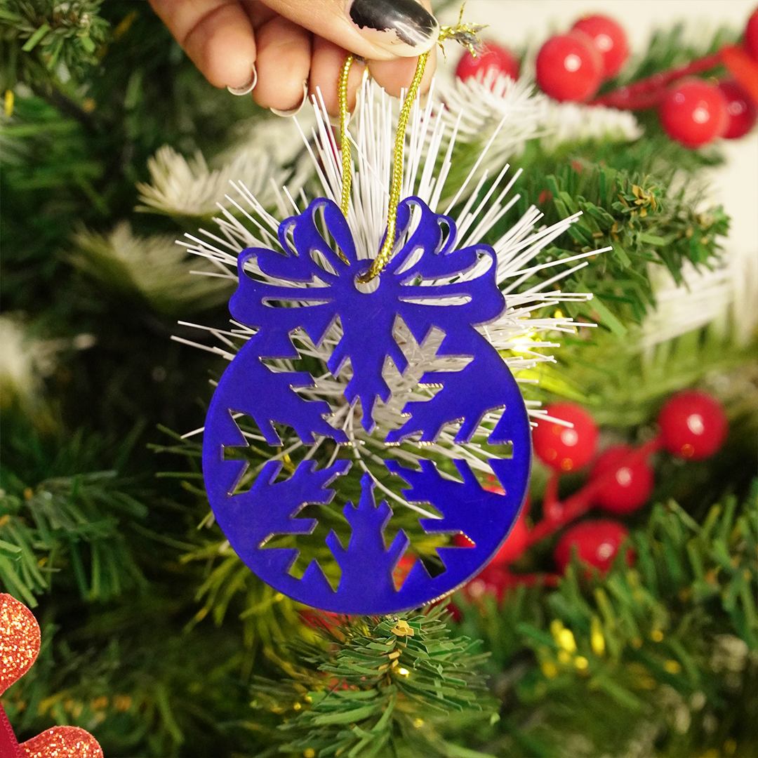 Blue Snowflake Christmas Hanging Ornament - Memories Insite
